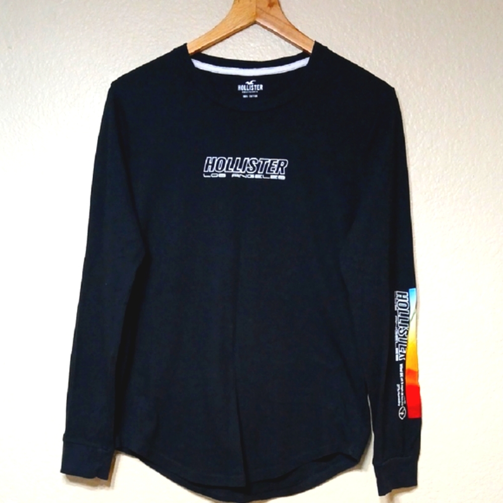 Hollister Black Long Sleeve with Colorful Sleeve Detail